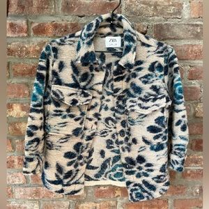 Zara girls wool blend floral shacket